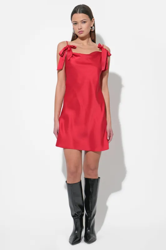 Kia Satin Mini Dress with Bows made by Adelyn Rae