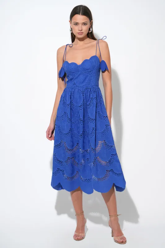 Alisha Scalloped Crochet Embroidered Midi Dress sold by Adelyn Rae