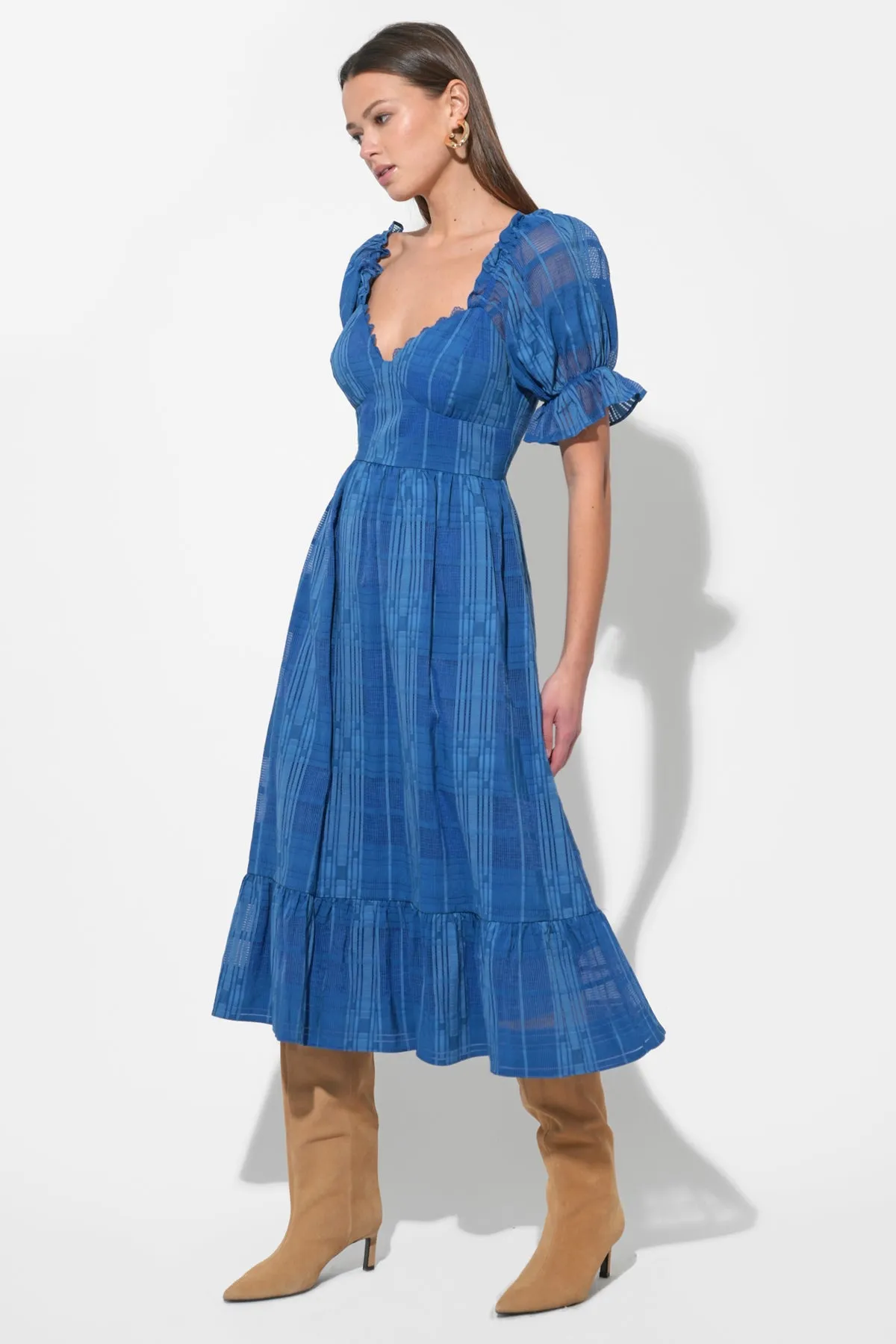 Betsey Puff Sleeve Jacquard Striped Maxi Dress sold by Adelyn Rae product image thumbnail 2