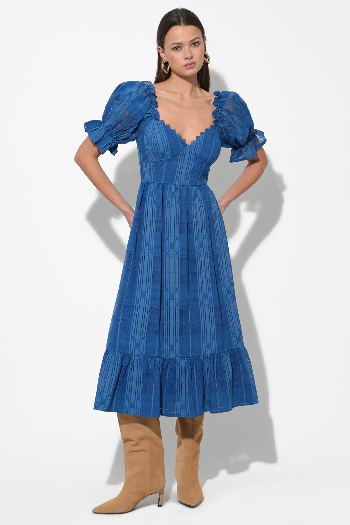 Betsey Puff Sleeve Jacquard Striped Maxi Dress sold by Adelyn Rae product image thumbnail 3
