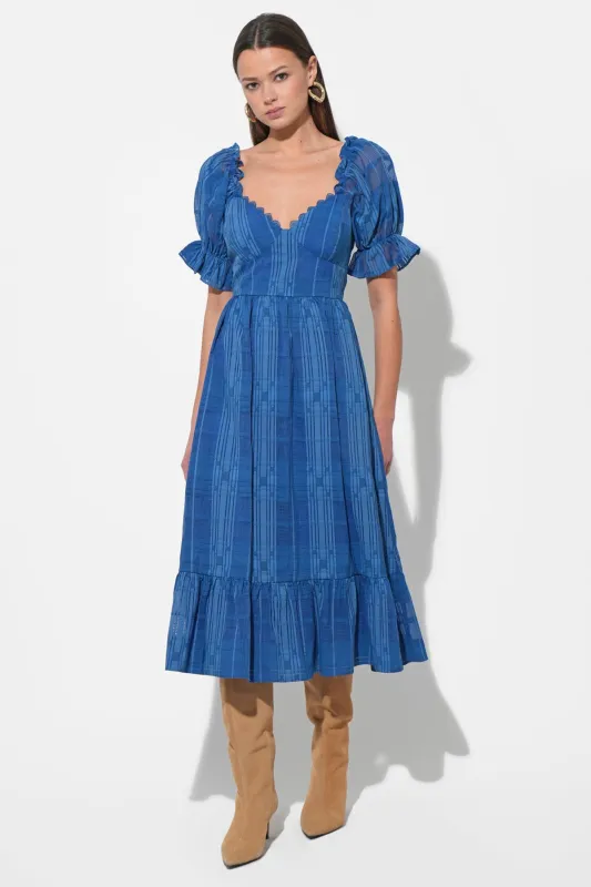 Betsey Puff Sleeve Jacquard Striped Maxi Dress made by Adelyn Rae