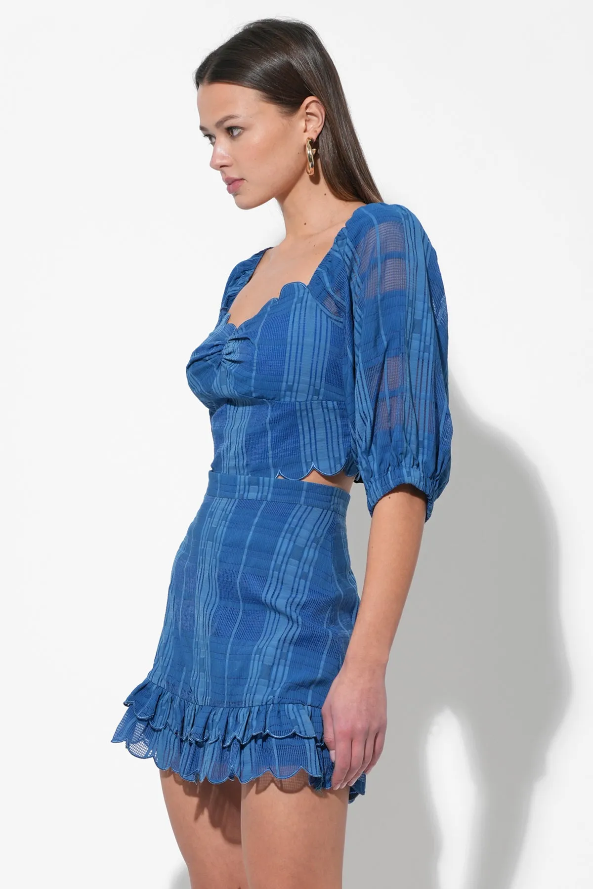 Bella Scalloped Jacquard Stripe Mini Skirt sold by Adelyn Rae product image thumbnail 5