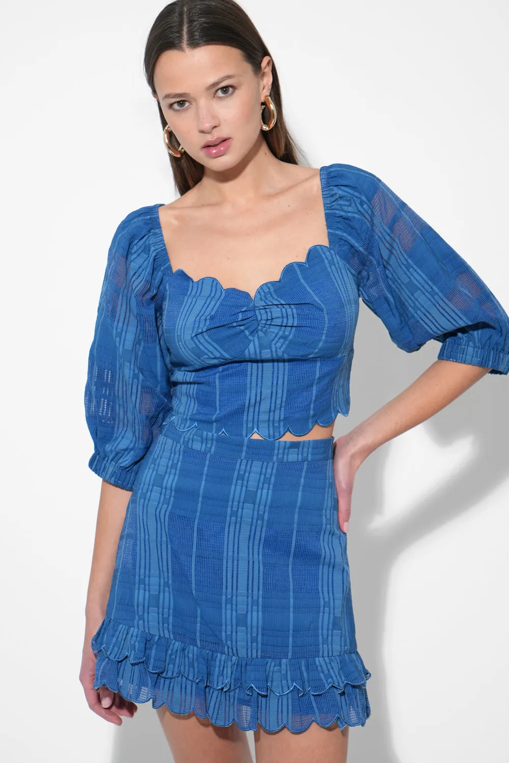 Bella Scalloped Jacquard Stripe Mini Skirt sold by Adelyn Rae