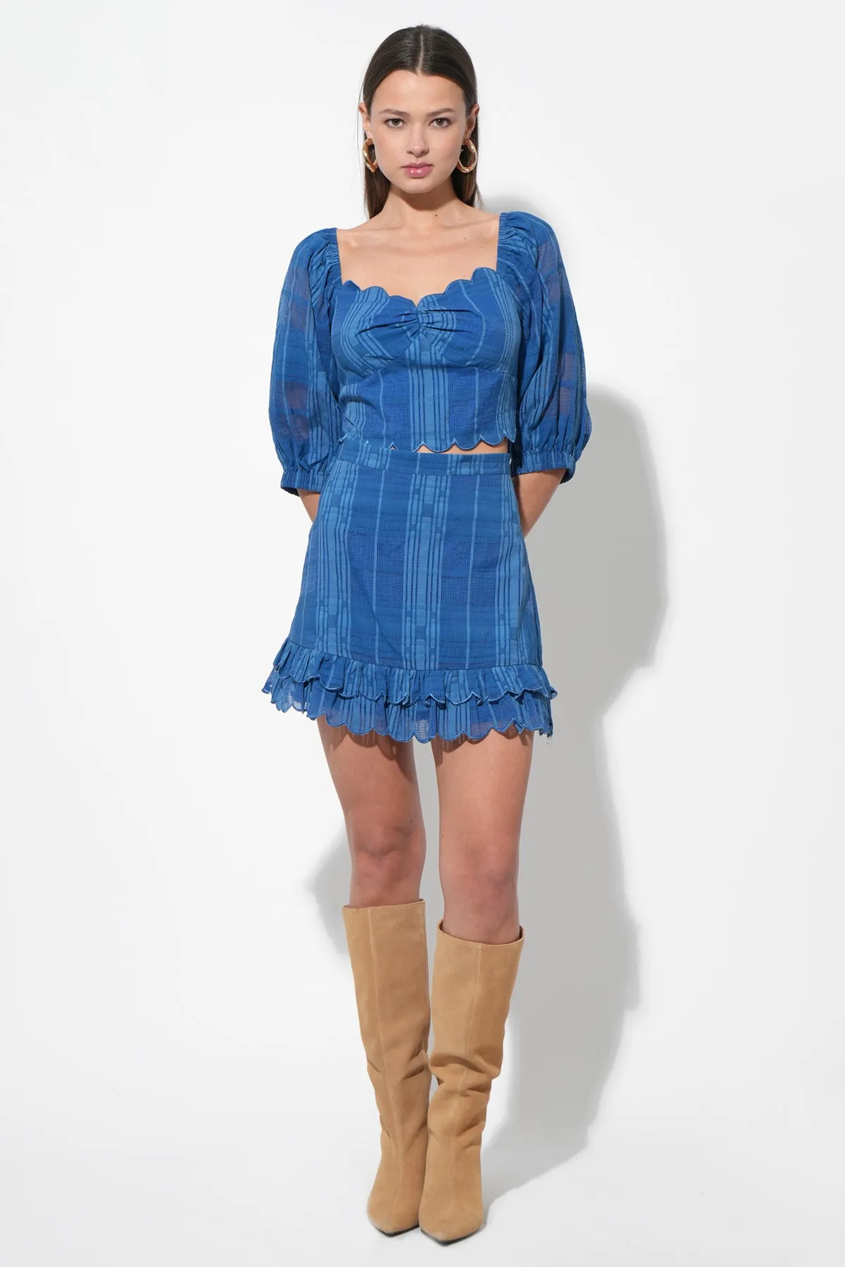 Bella Scalloped Jacquard Stripe Mini Skirt sold by Adelyn Rae product image thumbnail 4