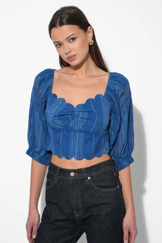 Bella Scalloped Jacquard Stripe Top sold by Adelyn Rae