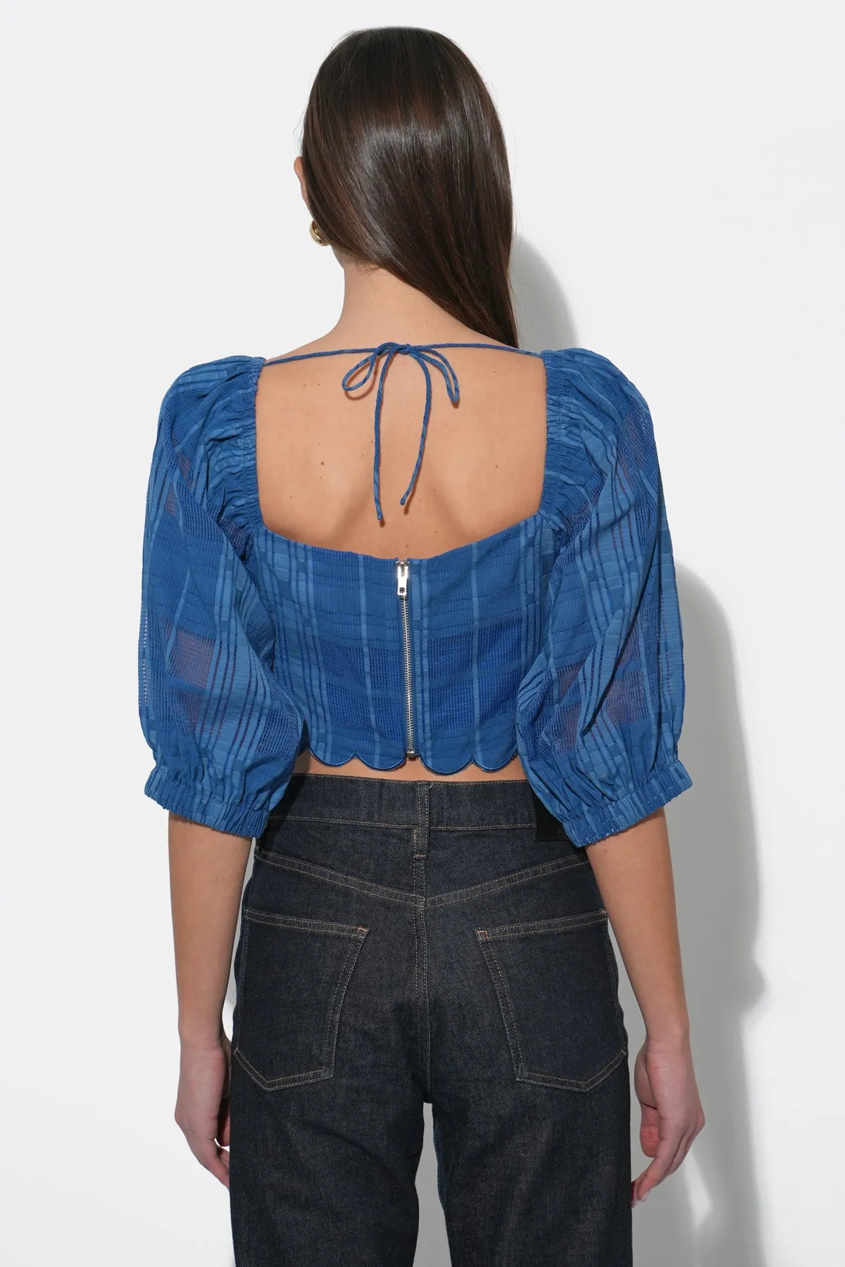 Bella Scalloped Jacquard Stripe Top sold by Adelyn Rae product image thumbnail 5