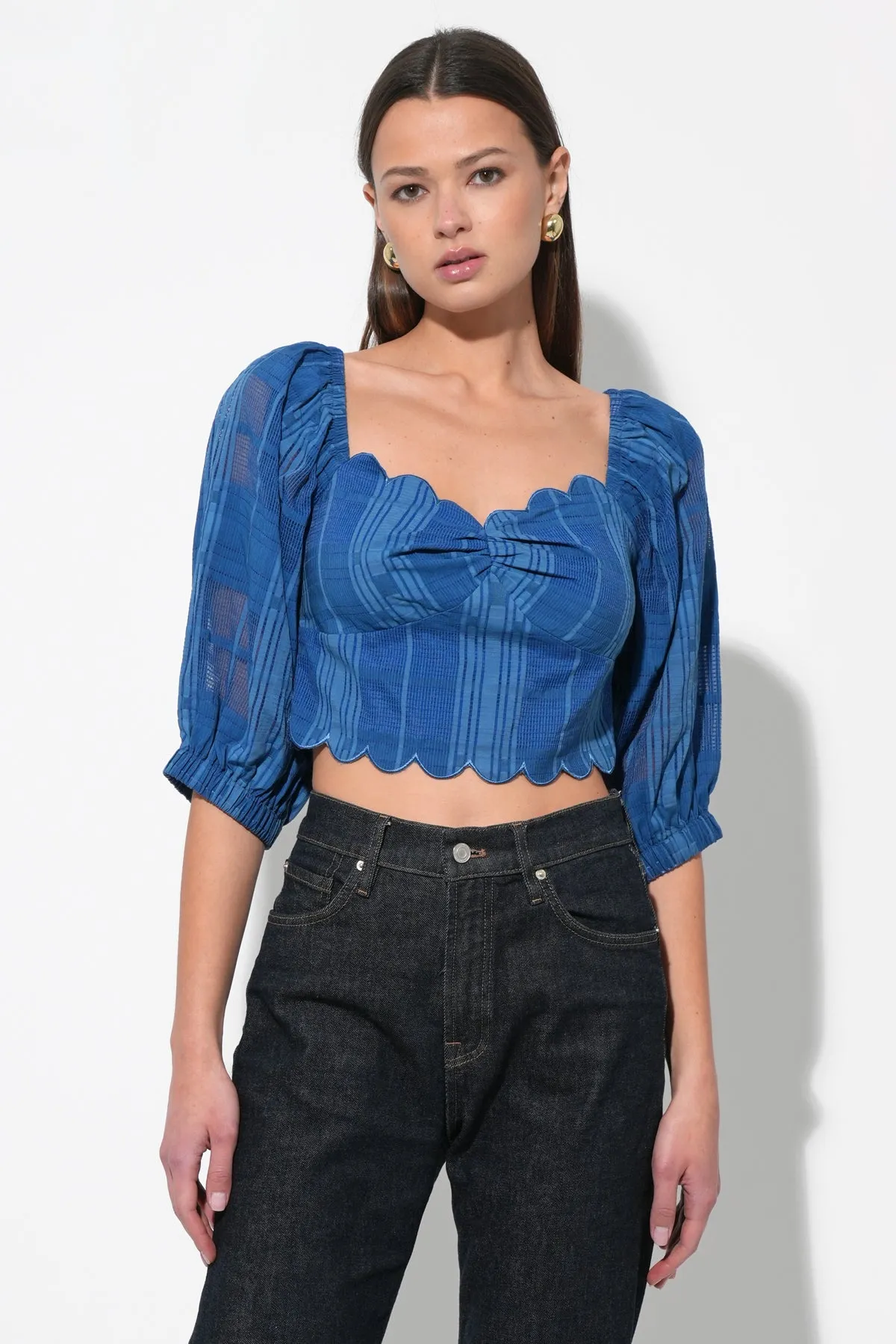 Bella Scalloped Jacquard Stripe Top sold by Adelyn Rae product image thumbnail 2