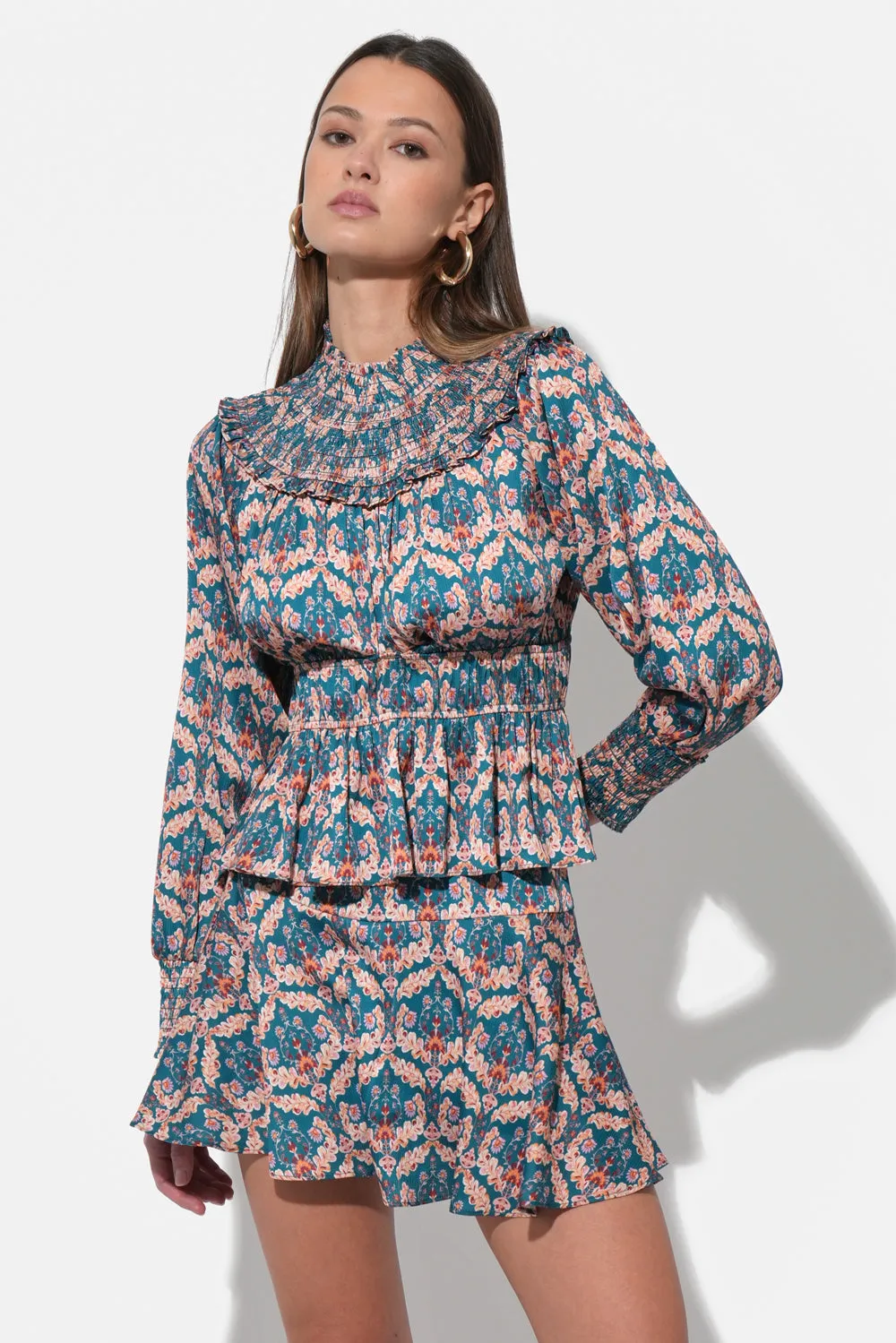 Melodie Smocked Waist Mock Neck Blouse sold by Adelyn Rae product image thumbnail 5