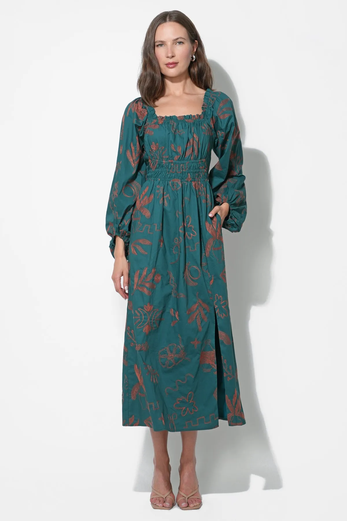 Magnolia Smocked Bodice Midi Dress sold by Adelyn Rae