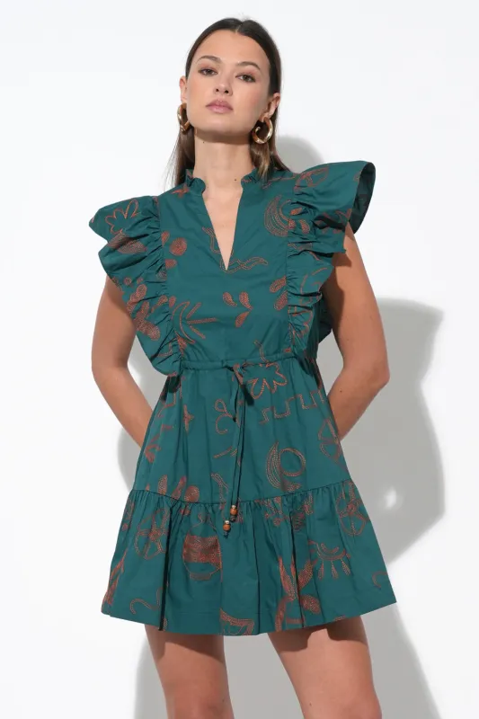 Bronwyn Embroidered Flutter Sleeve Mini Dress sold by Adelyn Rae