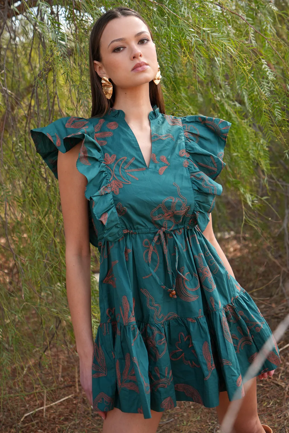 Bronwyn Embroidered Flutter Sleeve Mini Dress sold by Adelyn Rae product image thumbnail 5