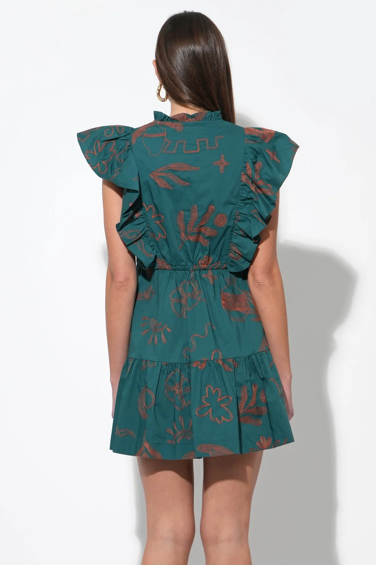 Bronwyn Embroidered Flutter Sleeve Mini Dress sold by Adelyn Rae product image thumbnail 3