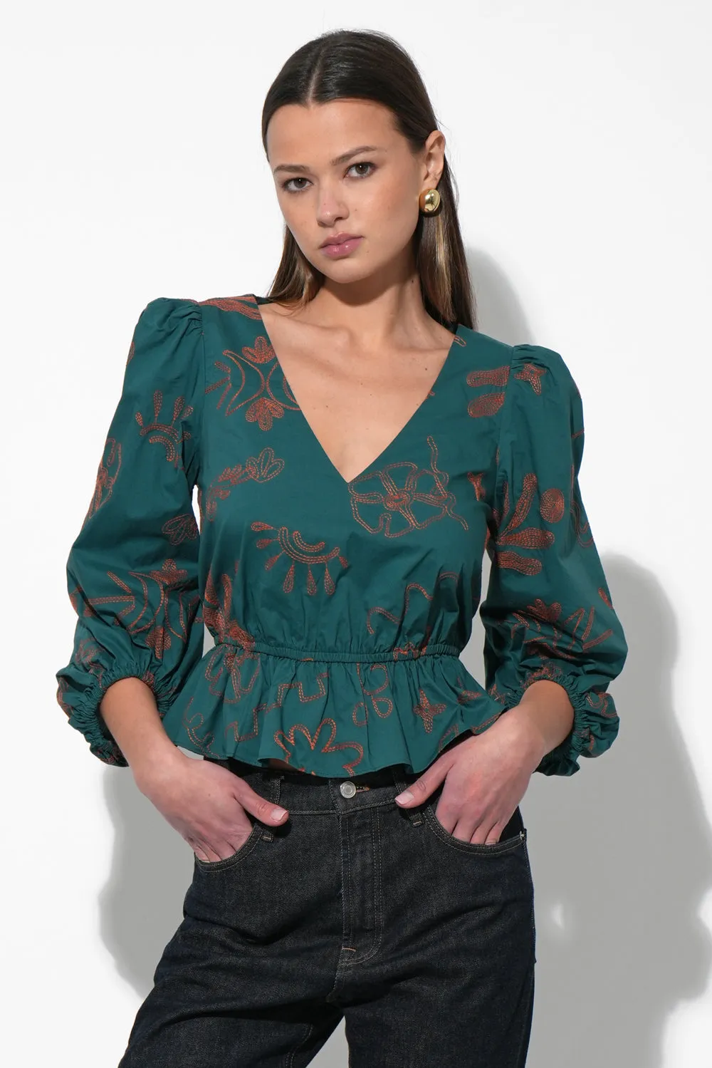 Nessa Smocked Waist Puff Sleeve Blouse sold by Adelyn Rae