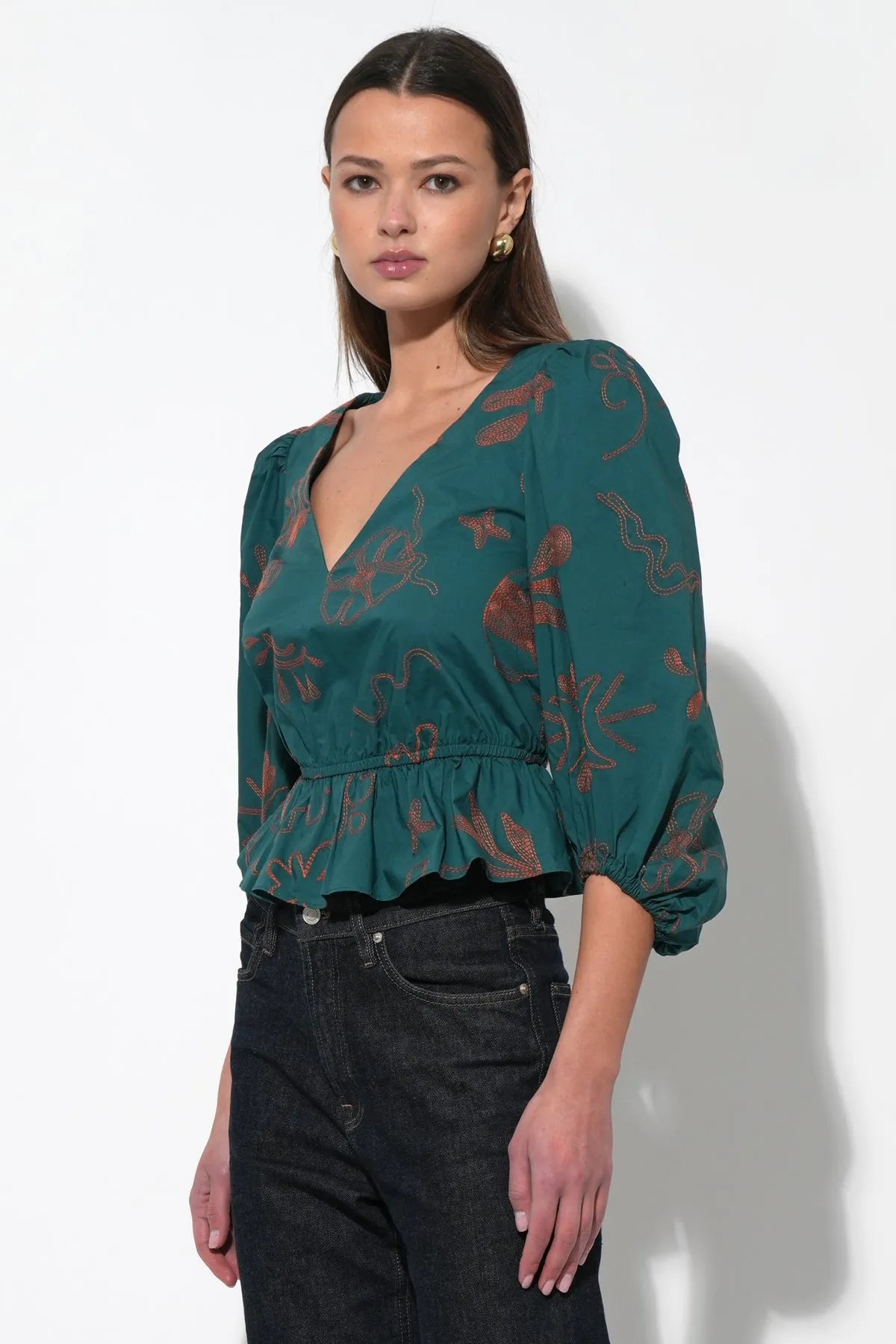 Nessa Smocked Waist Puff Sleeve Blouse sold by Adelyn Rae product image thumbnail 2