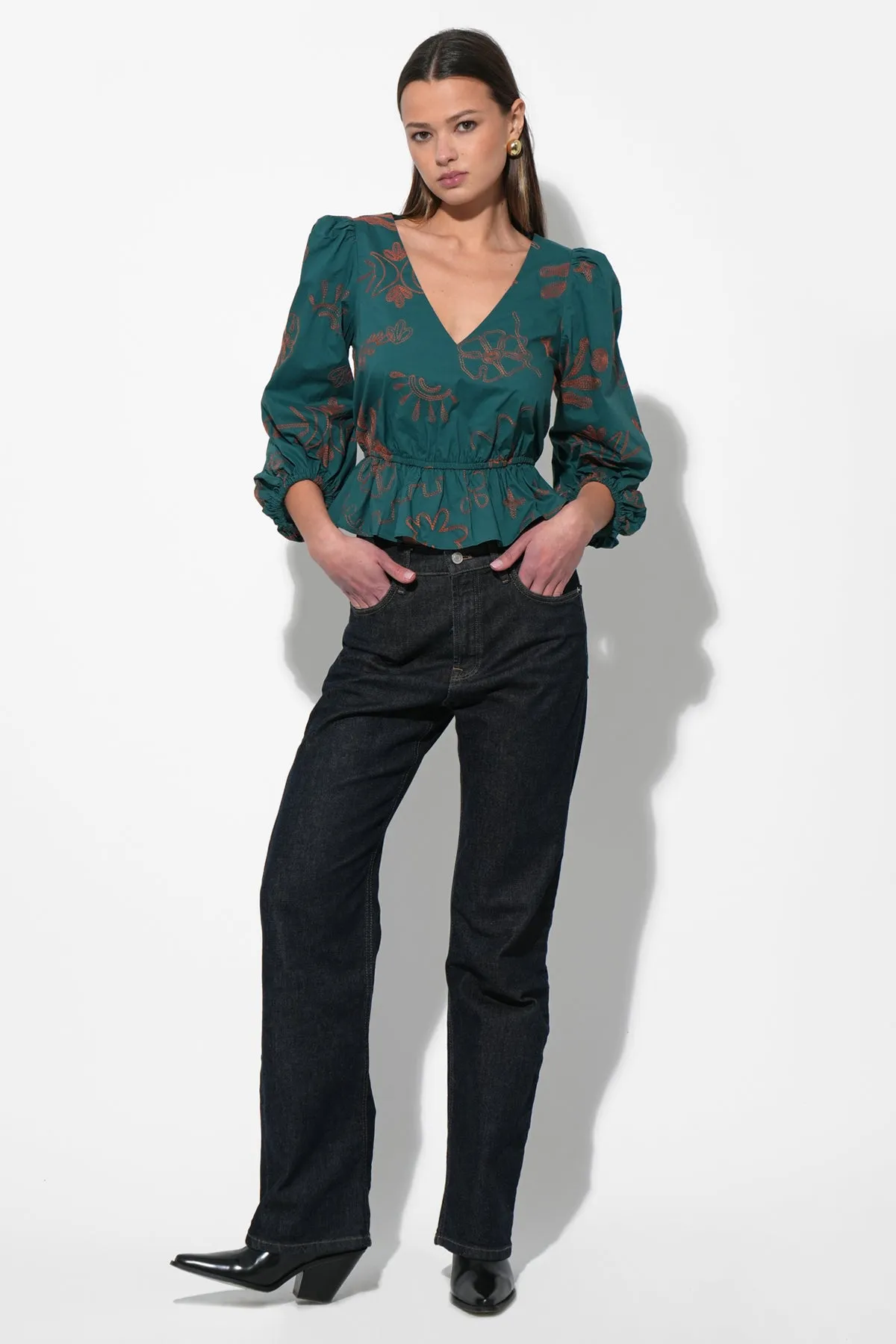 Nessa Smocked Waist Puff Sleeve Blouse sold by Adelyn Rae product image thumbnail 3