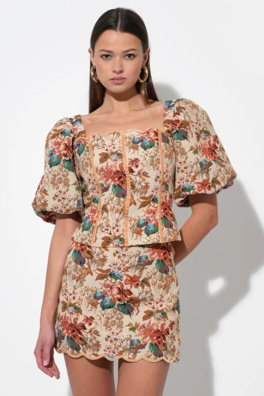 Judy Puff Sleeve Tapestry Top sold by Adelyn Rae