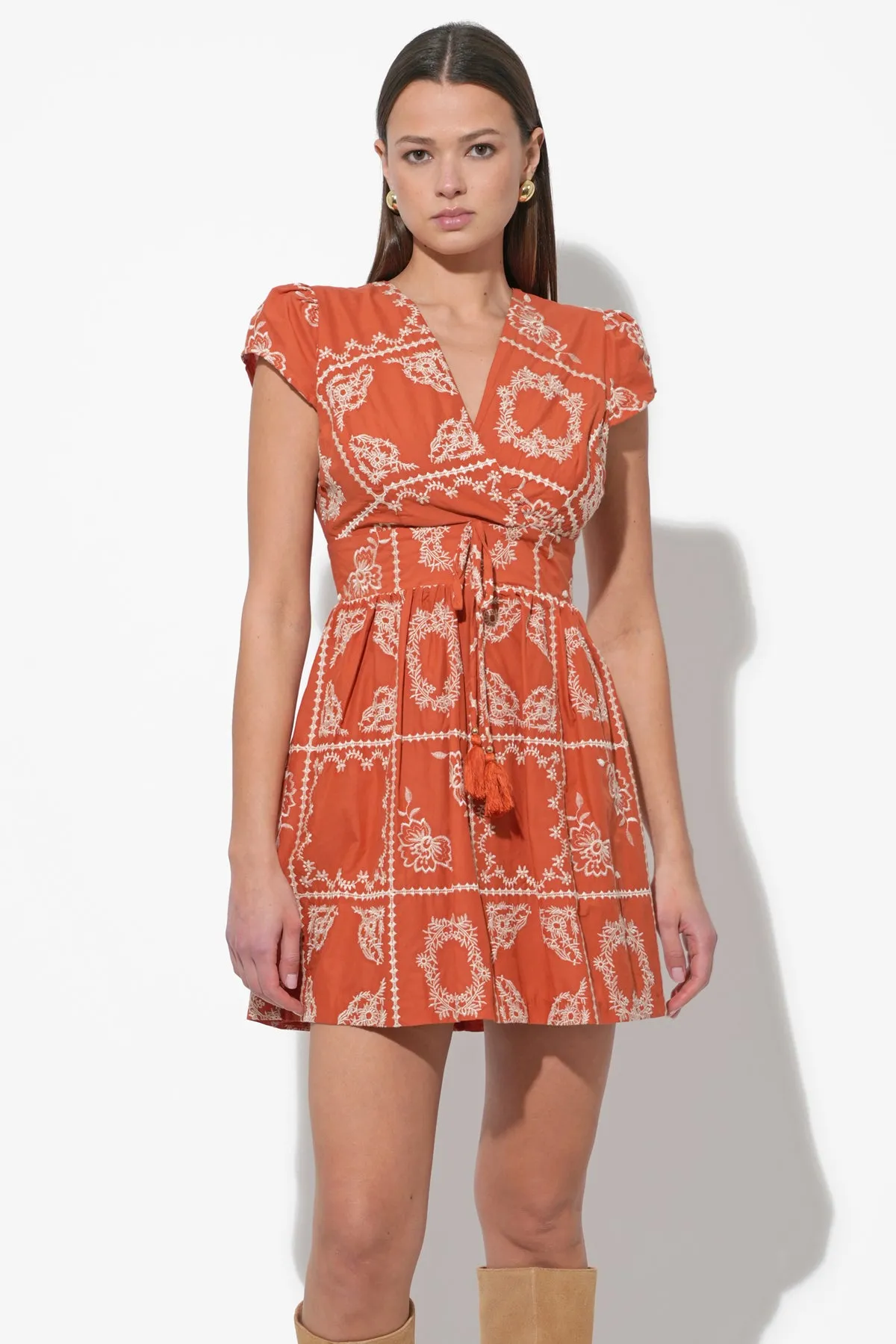 Selina Embroidered Cap Sleeve Mini Dress sold by Adelyn Rae