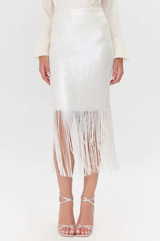 Milana Sequins Fringe Midi Skirt sold by Adelyn Rae