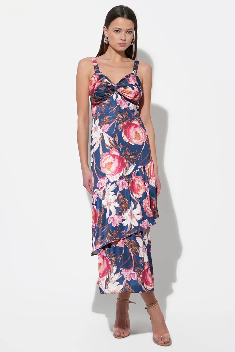 Dione Ruffled Tiered Midi Dress sold by Adelyn Rae