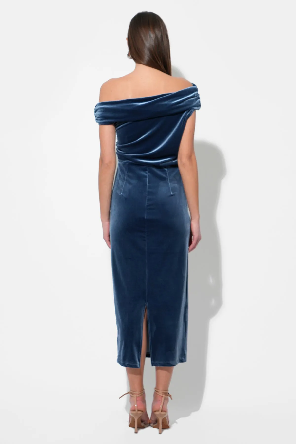 Casette Off Shoulder Velvet Midi Dress sold by Adelyn Rae product image thumbnail 3