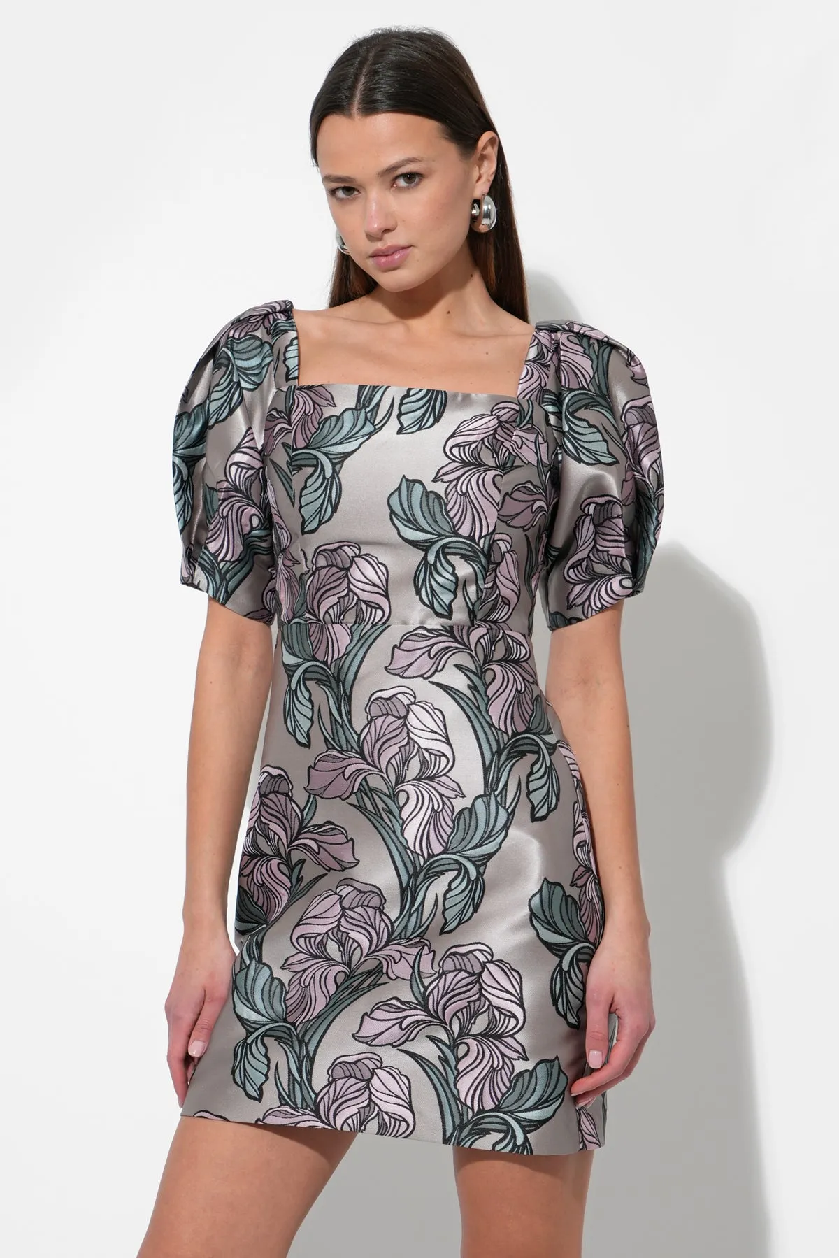 Astoria Puff Sleeved Square Neck Jacquard Dress sold by Adelyn Rae product image thumbnail 2