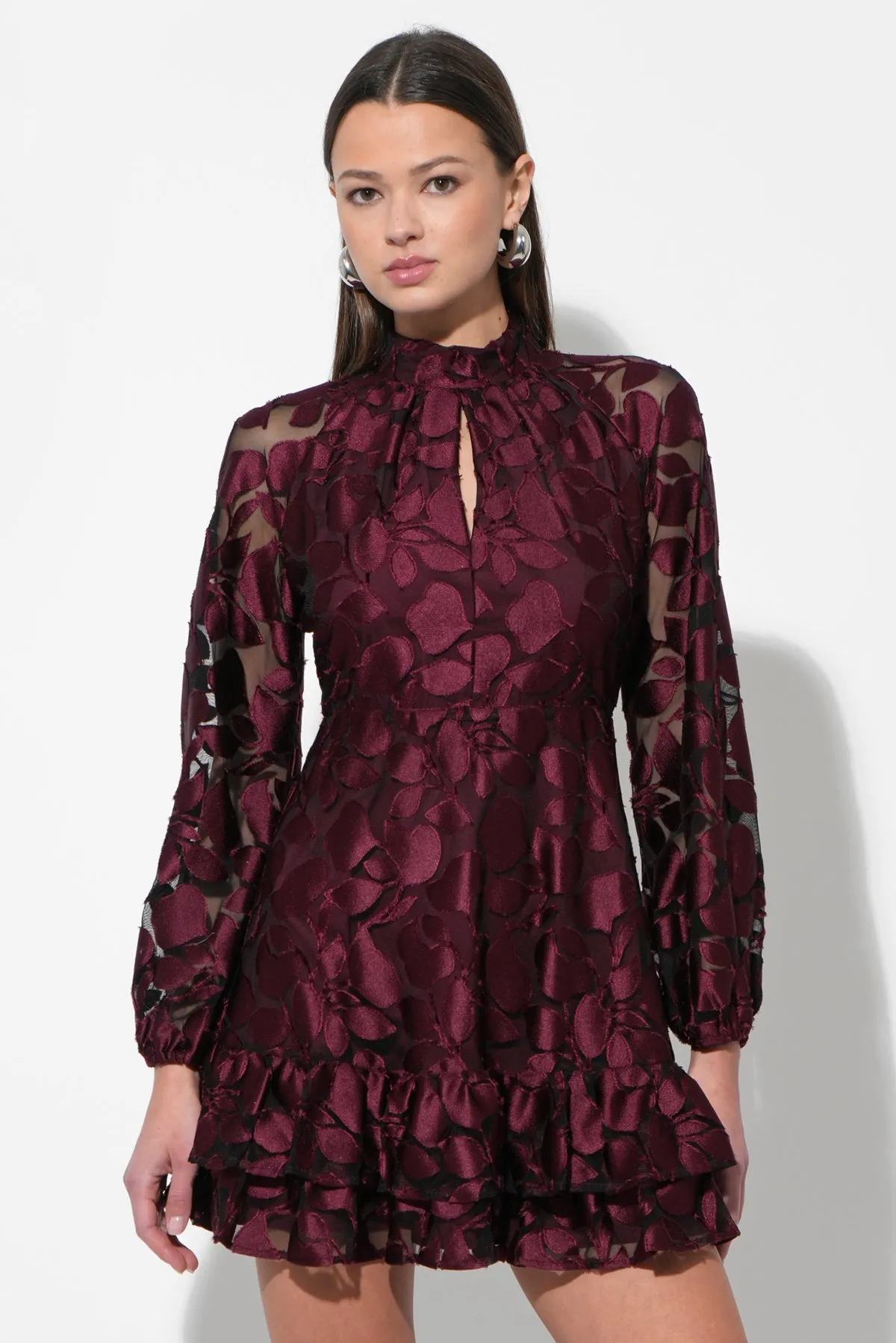 Elinor Velvet Burnout Mock Neck Fit and Flare Dress sold by Adelyn Rae product image thumbnail 2