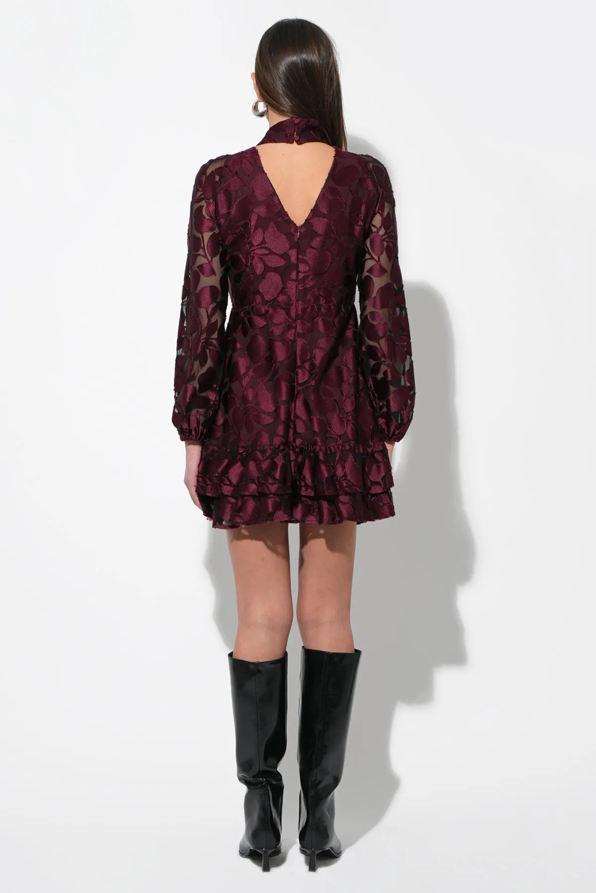 Elinor Velvet Burnout Mock Neck Fit and Flare Dress sold by Adelyn Rae product image thumbnail 3