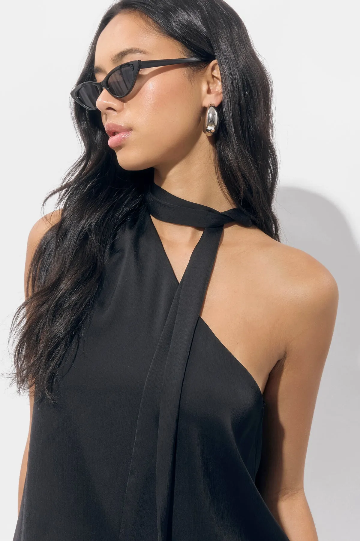 Lisette Scarf One Shoulder Black Top sold by Adelyn Rae product image thumbnail 4