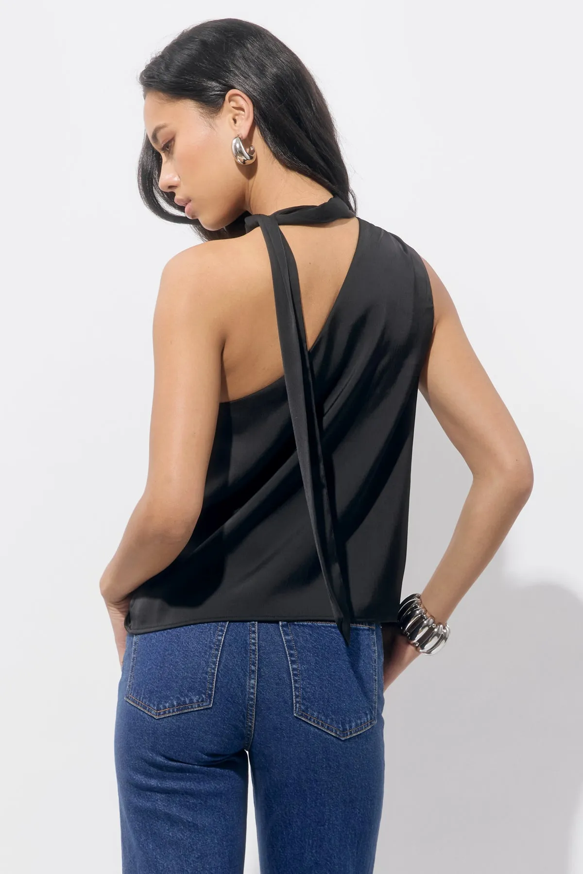 Lisette Scarf One Shoulder Black Top sold by Adelyn Rae product image thumbnail 2
