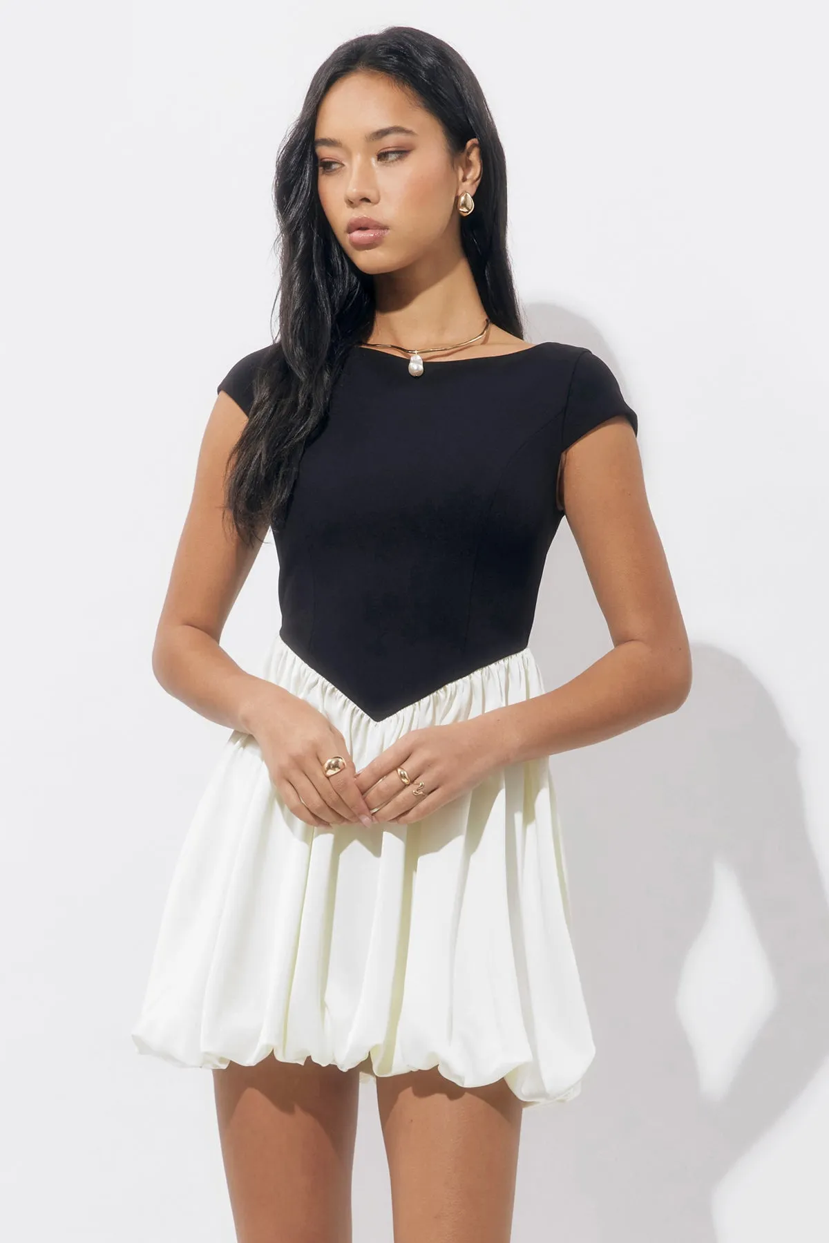 Color Blocked Bubble Mini Dress sold by Adelyn Rae product image thumbnail 4