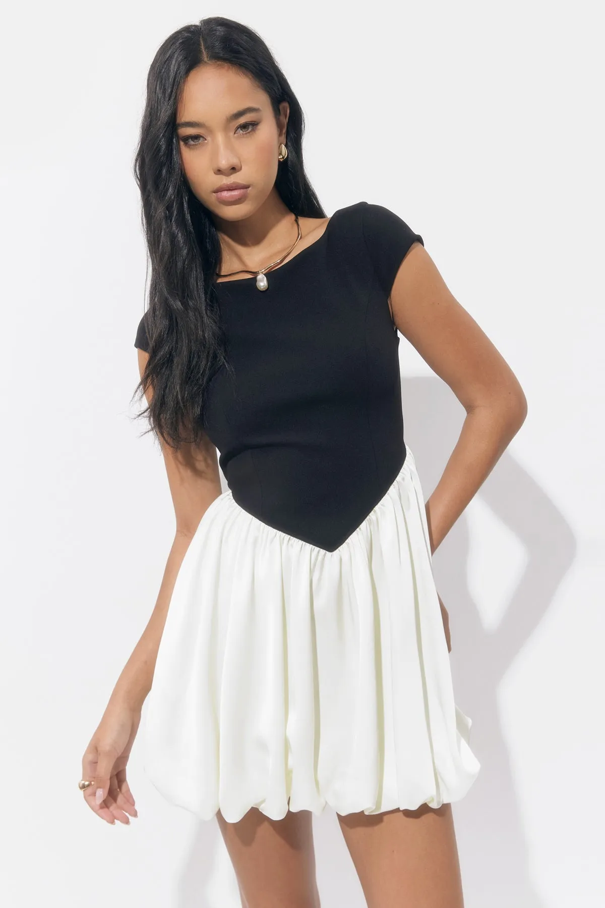 Color Blocked Bubble Mini Dress sold by Adelyn Rae product image thumbnail 3