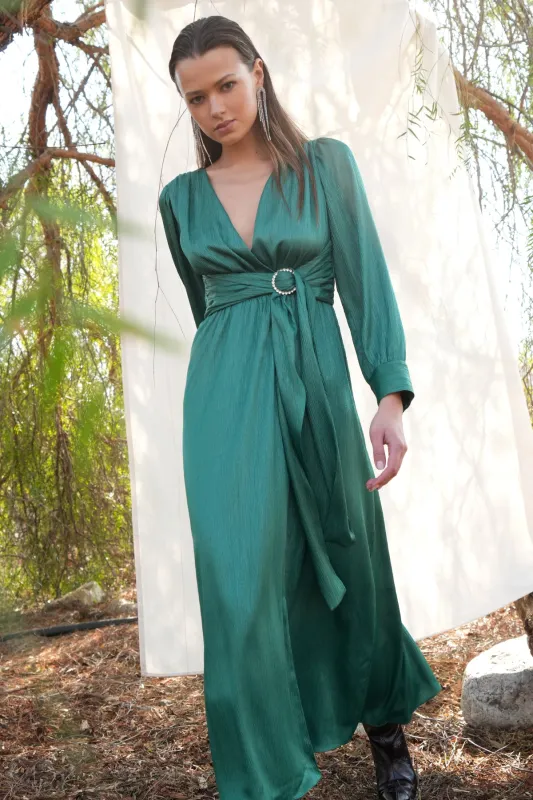 Adona Plunge Neckline Midi Dress sold by Adelyn Rae