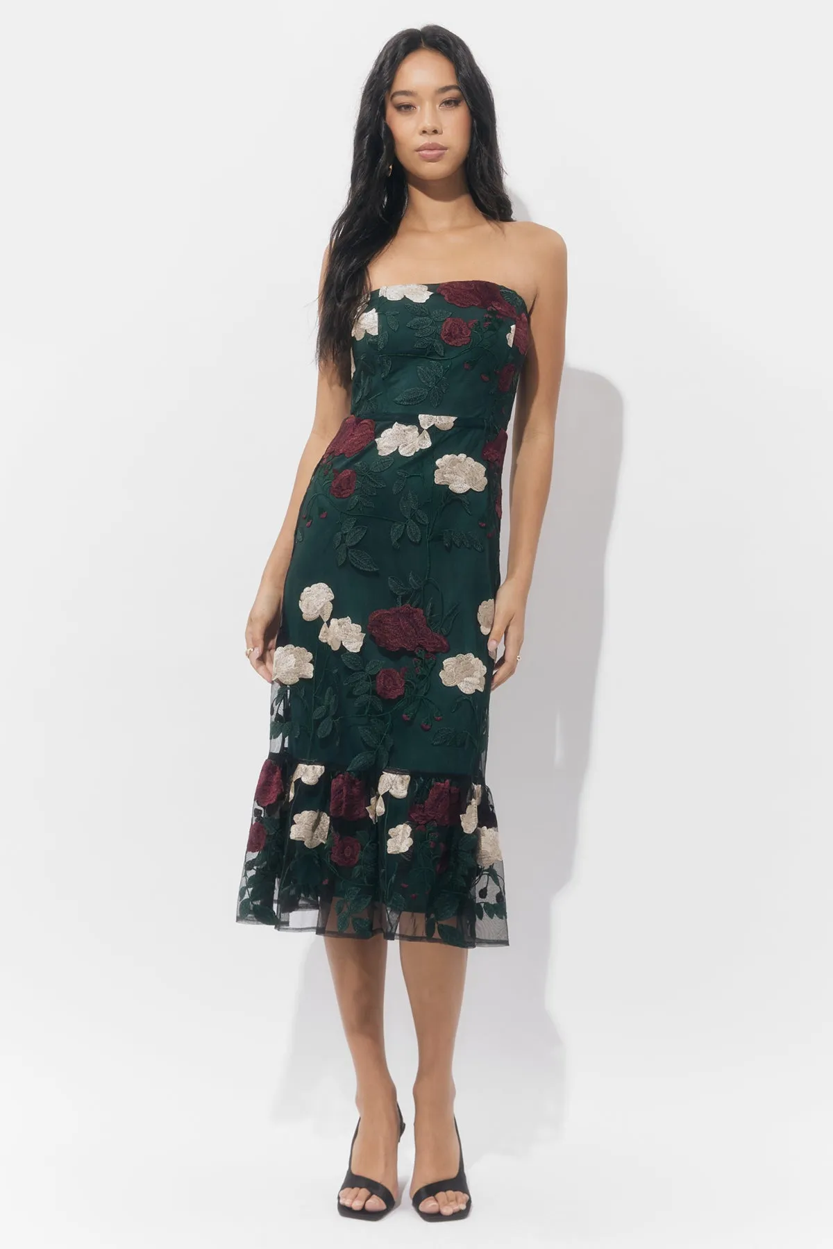 Calita Strapless Embroidered Mesh Dress sold by Adelyn Rae