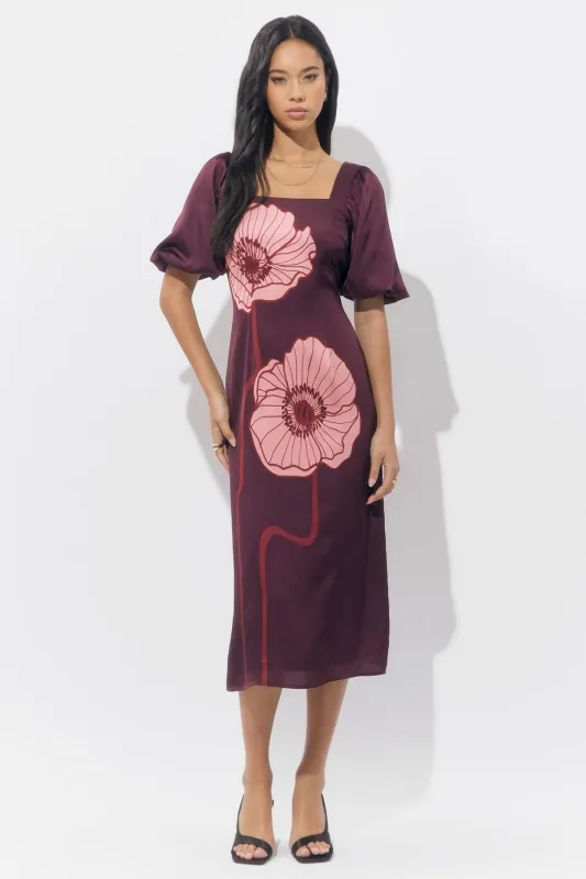 Alena Puff Sleeve Poppy Maxi Dress sold by Adelyn Rae