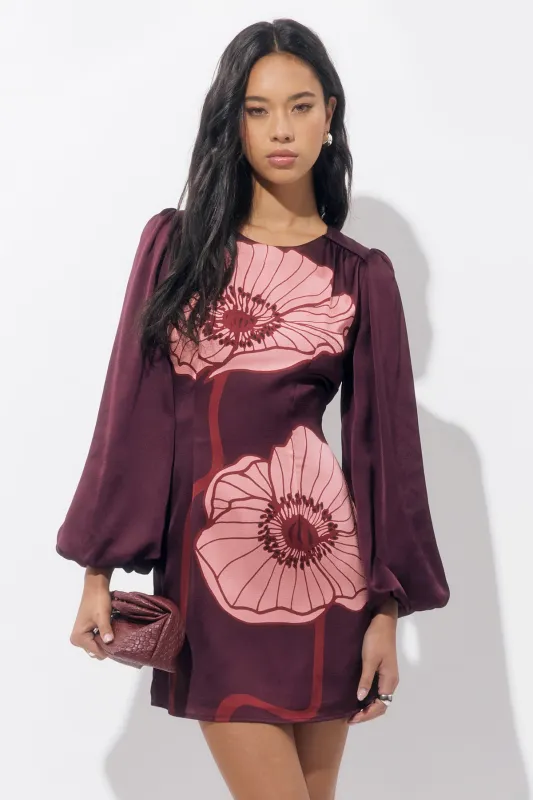 Juno Bubble Sleeve Poppy Mini Dress sold by Adelyn Rae