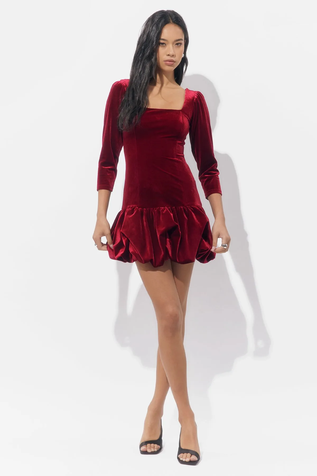 Dolly Velvet Bubble Hem Mini Dress sold by Adelyn Rae product image thumbnail 2
