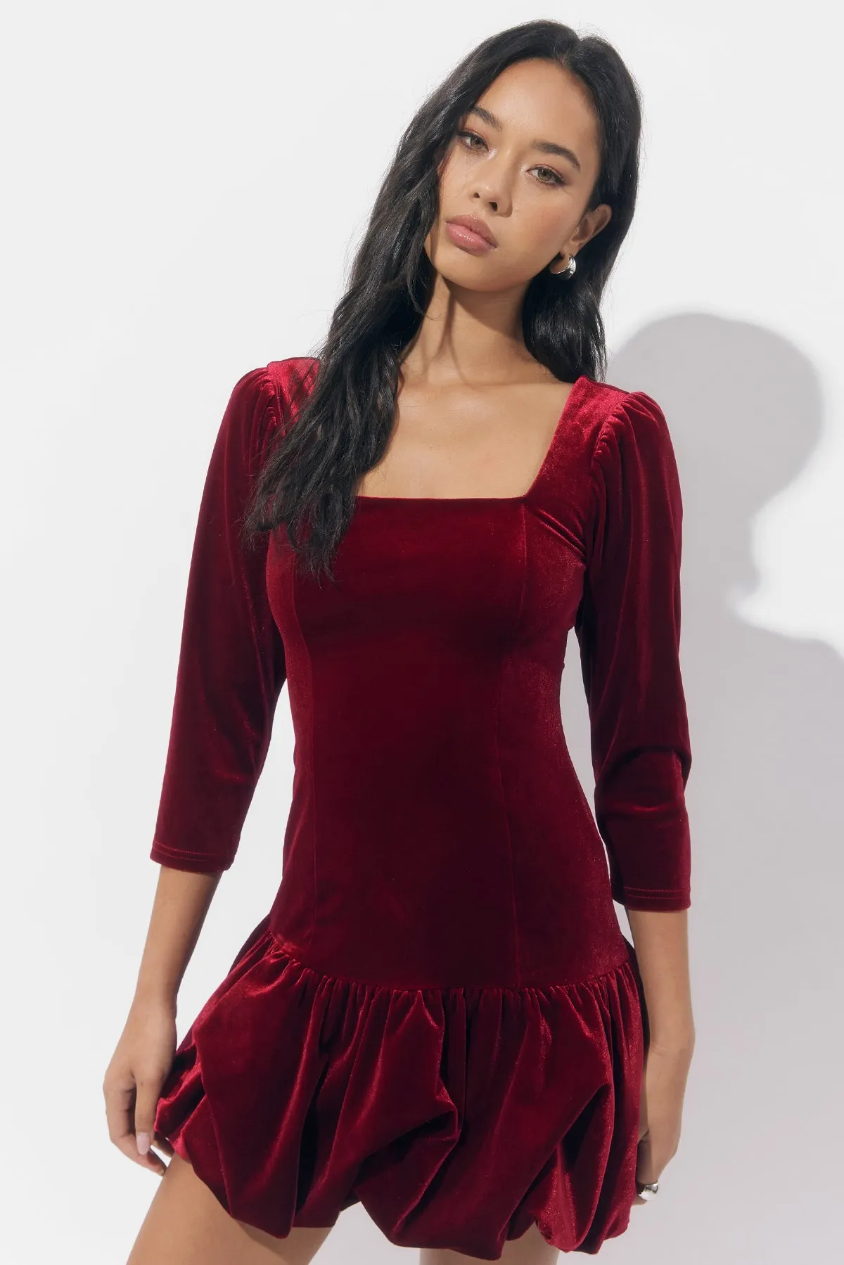 Dolly Velvet Bubble Hem Mini Dress sold by Adelyn Rae product image thumbnail 4