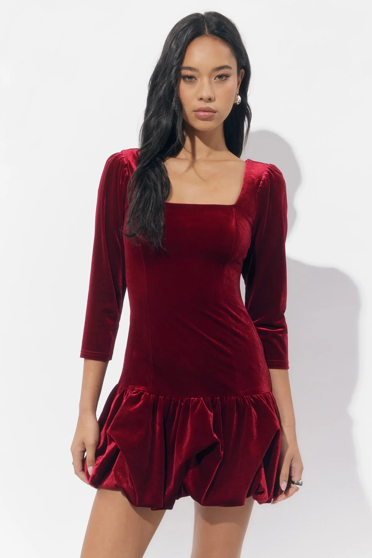 Dolly Velvet Bubble Hem Mini Dress sold by Adelyn Rae product image thumbnail 5