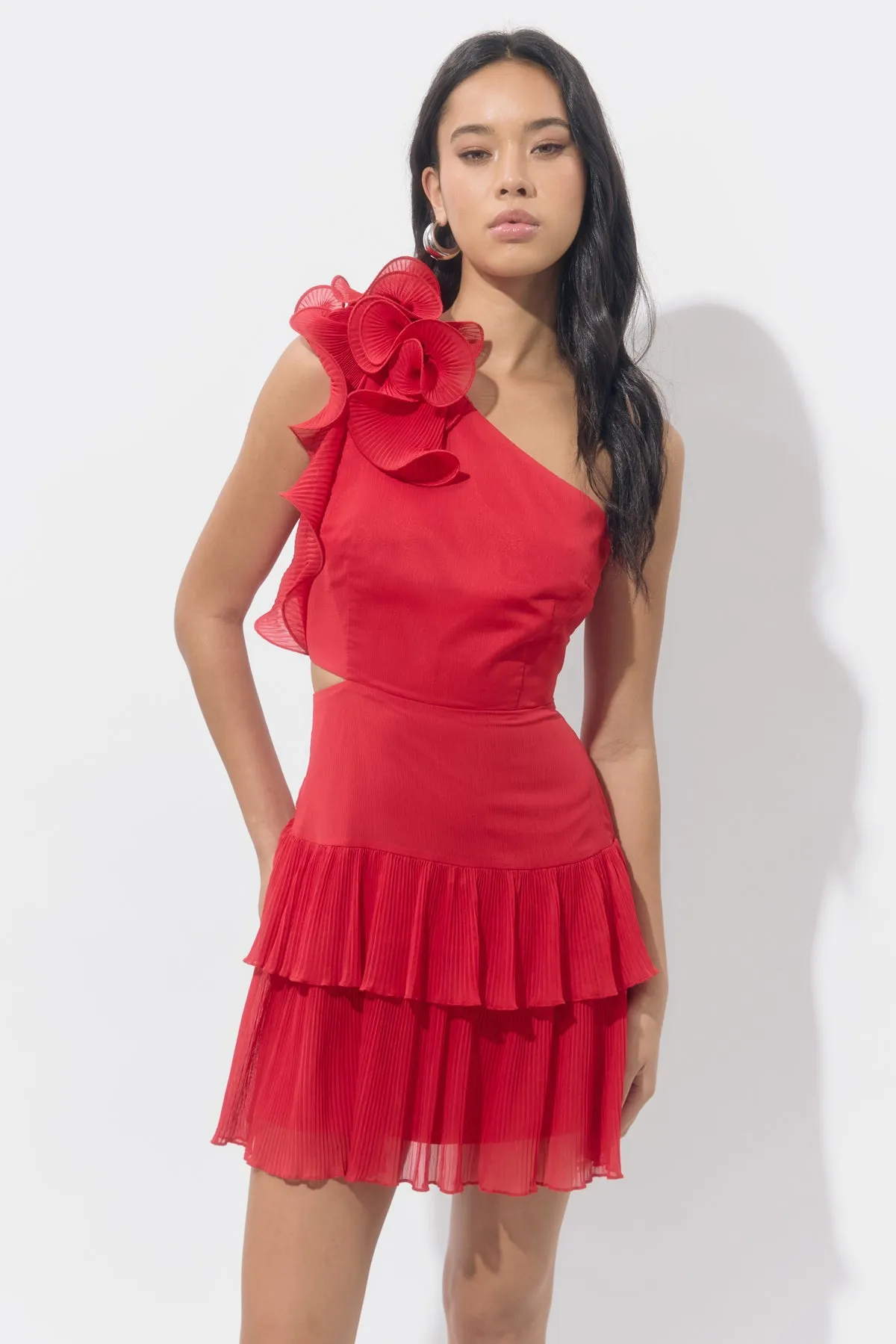 Bianca One Shoulder Pleated Dress With Cut Out sold by Adelyn Rae product image thumbnail 3