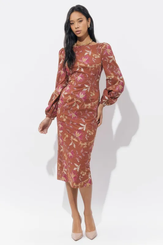 Lania Printed Midi Dress sold by Adelyn Rae