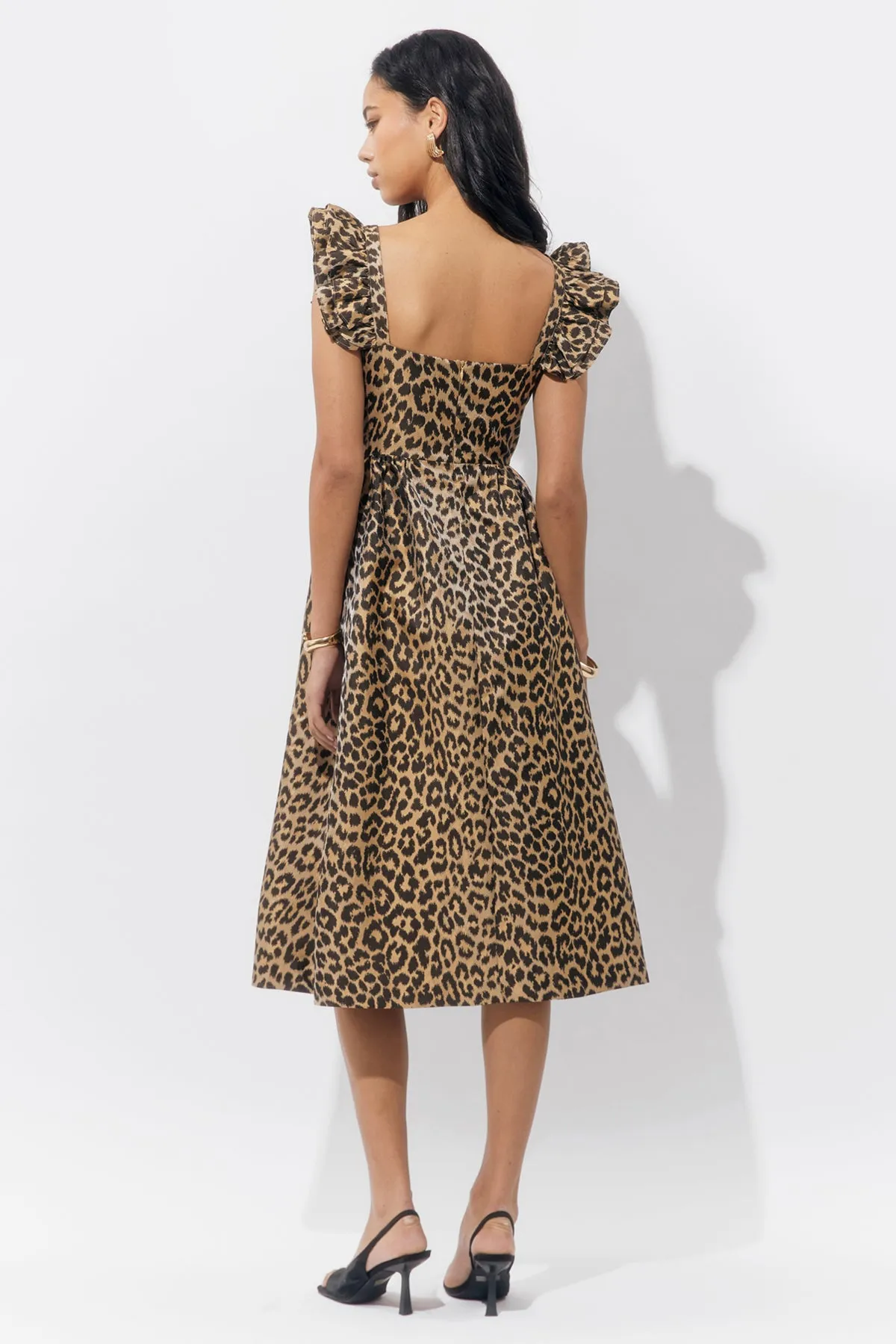 Solene Leopard Gathered Sleeve Midi Dress sold by Adelyn Rae product image thumbnail 2