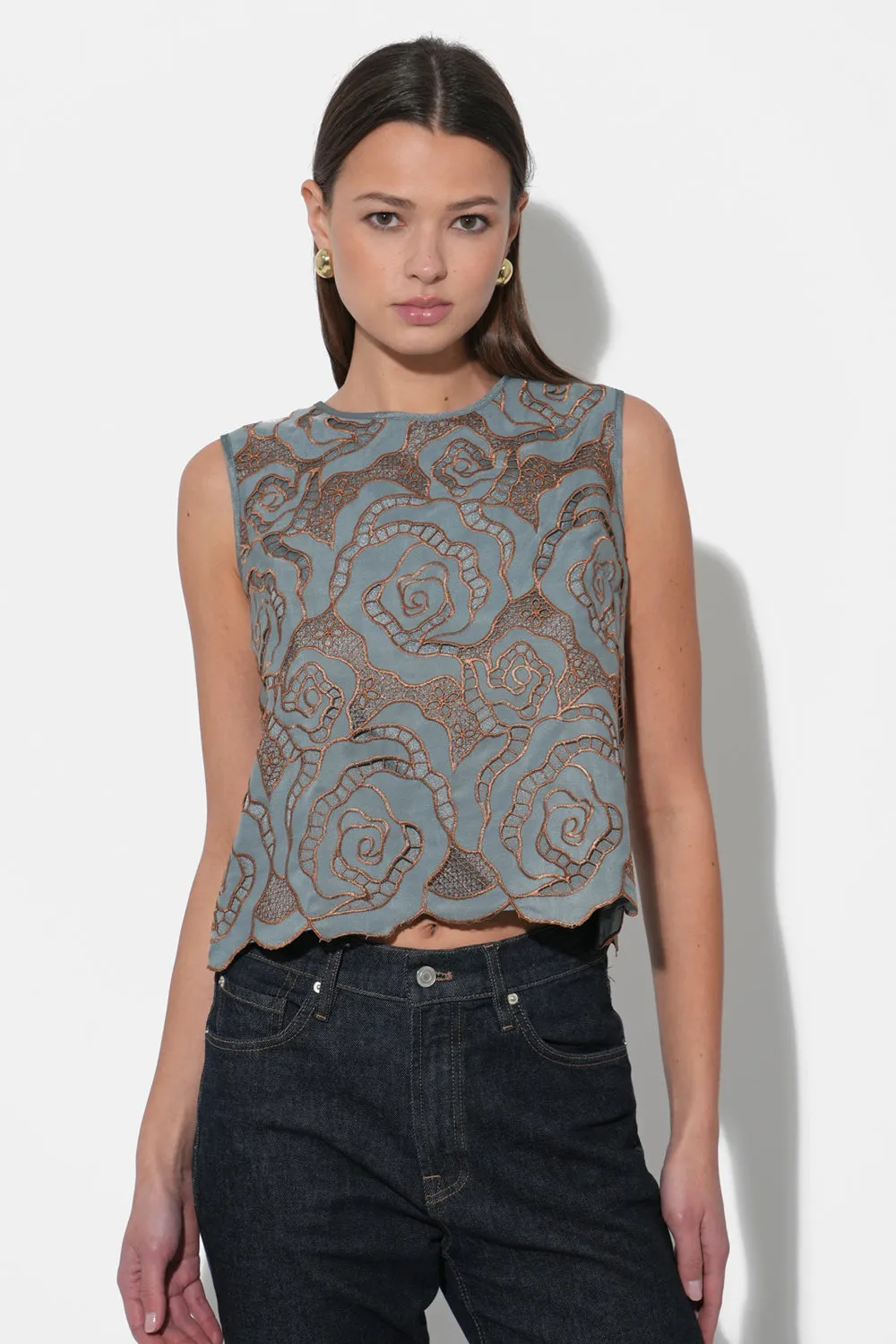 Winnie Sleeveless Lace Blouse sold by Adelyn Rae