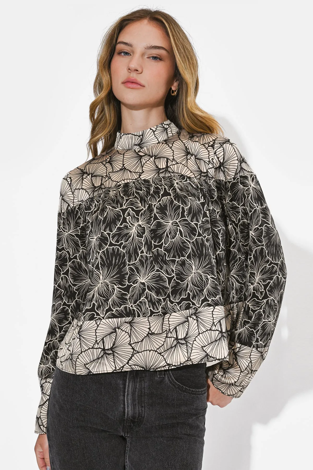 Meghan Twin Print Turtle Neck Top sold by Adelyn Rae product image thumbnail 3