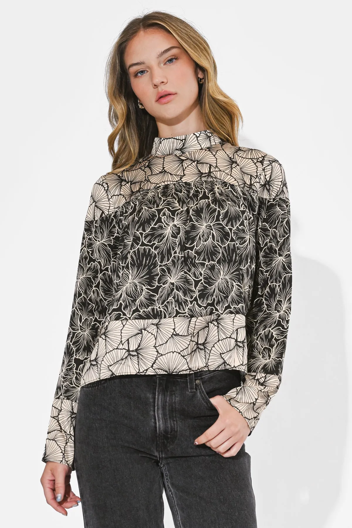 Meghan Twin Print Turtle Neck Top sold by Adelyn Rae