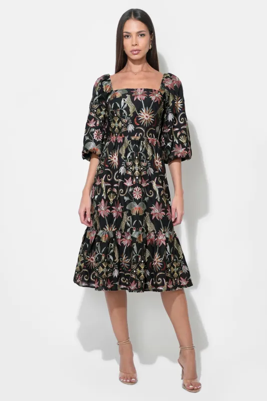 Lydia Bubble Sleeve Square Neck Midi Dress sold by Adelyn Rae