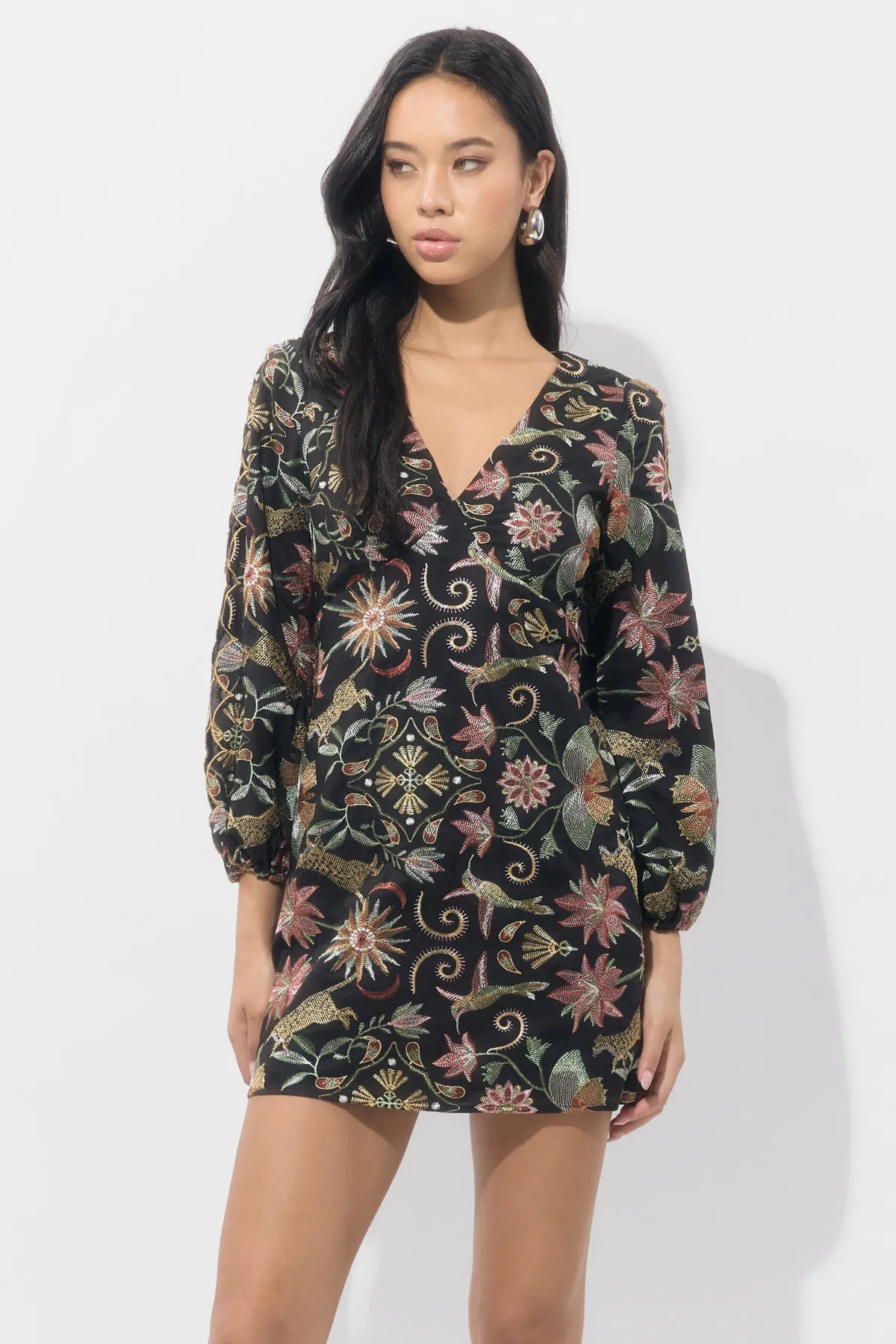 Juno Scallop Sleeve Embroidery Mini Dress sold by Adelyn Rae product image thumbnail 5