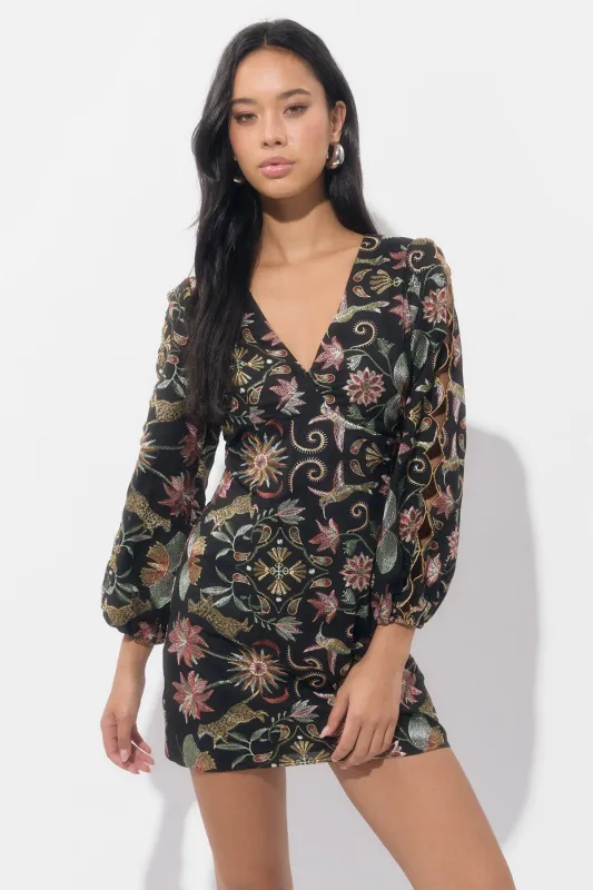 Juno Scallop Sleeve Embroidery Mini Dress sold by Adelyn Rae