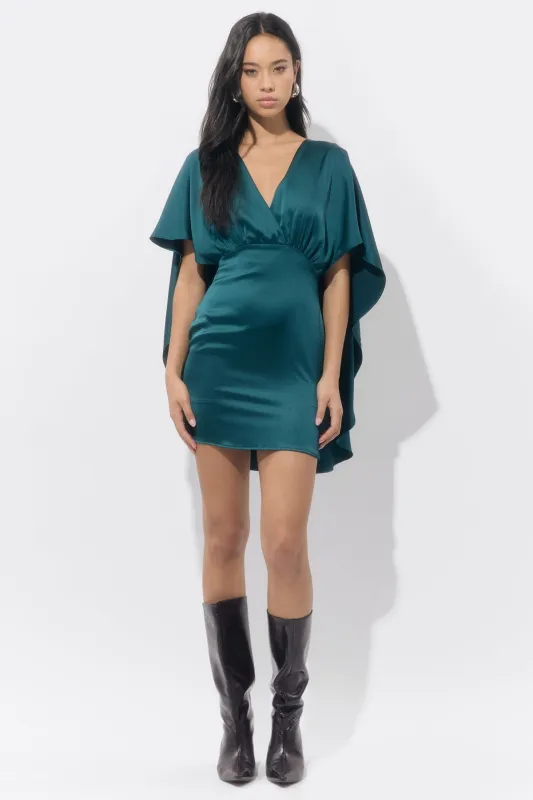Aria Satin Cape Mini Dress sold by Adelyn Rae
