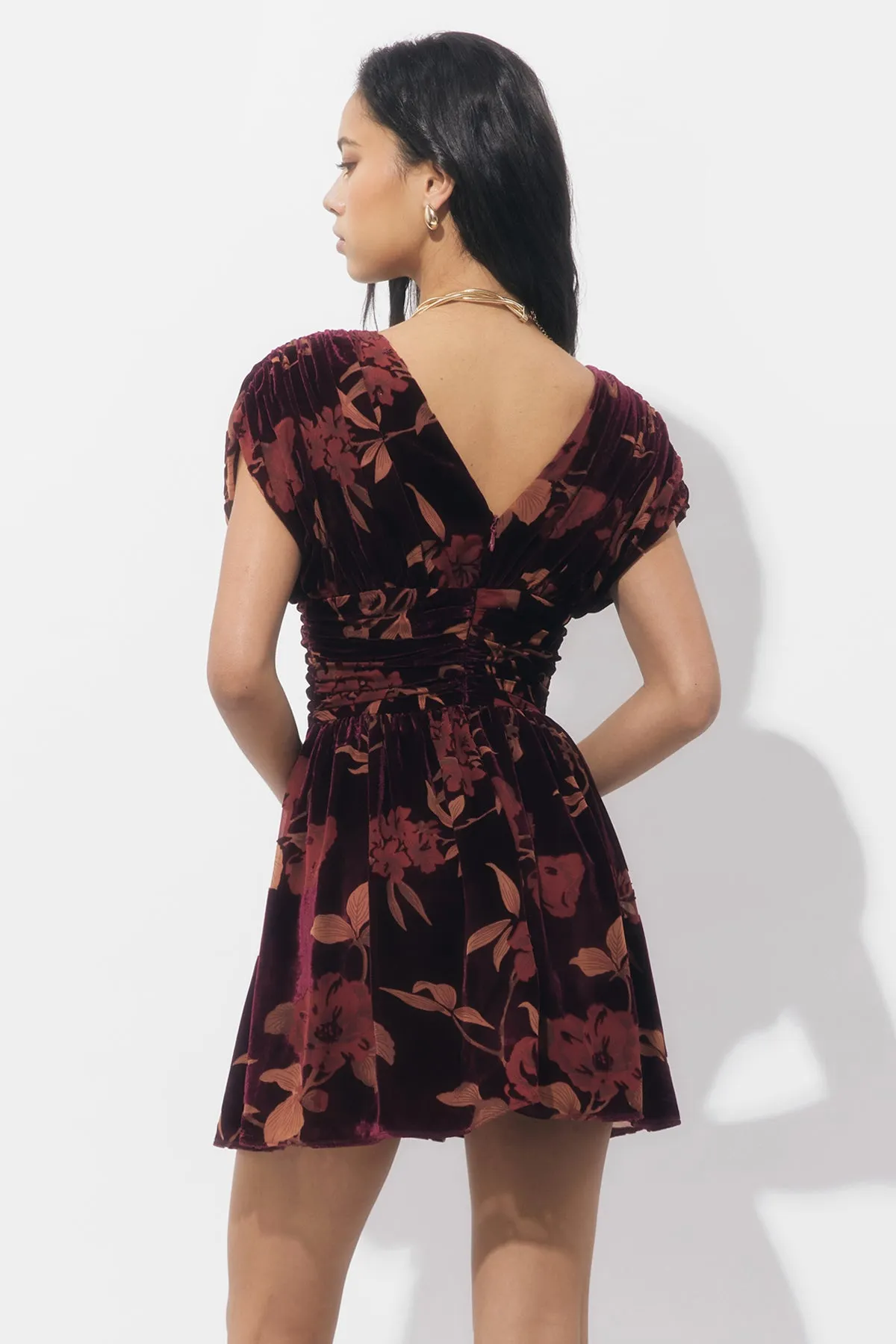 Myla Ruched Velvet Burnout Mini Dress sold by Adelyn Rae product image thumbnail 2
