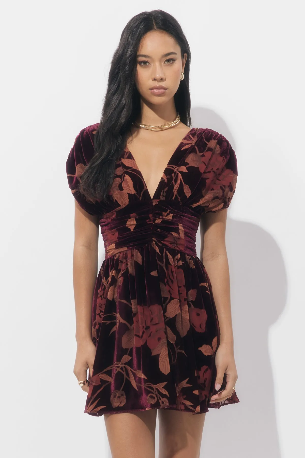 Myla Ruched Velvet Burnout Mini Dress sold by Adelyn Rae product image thumbnail 5